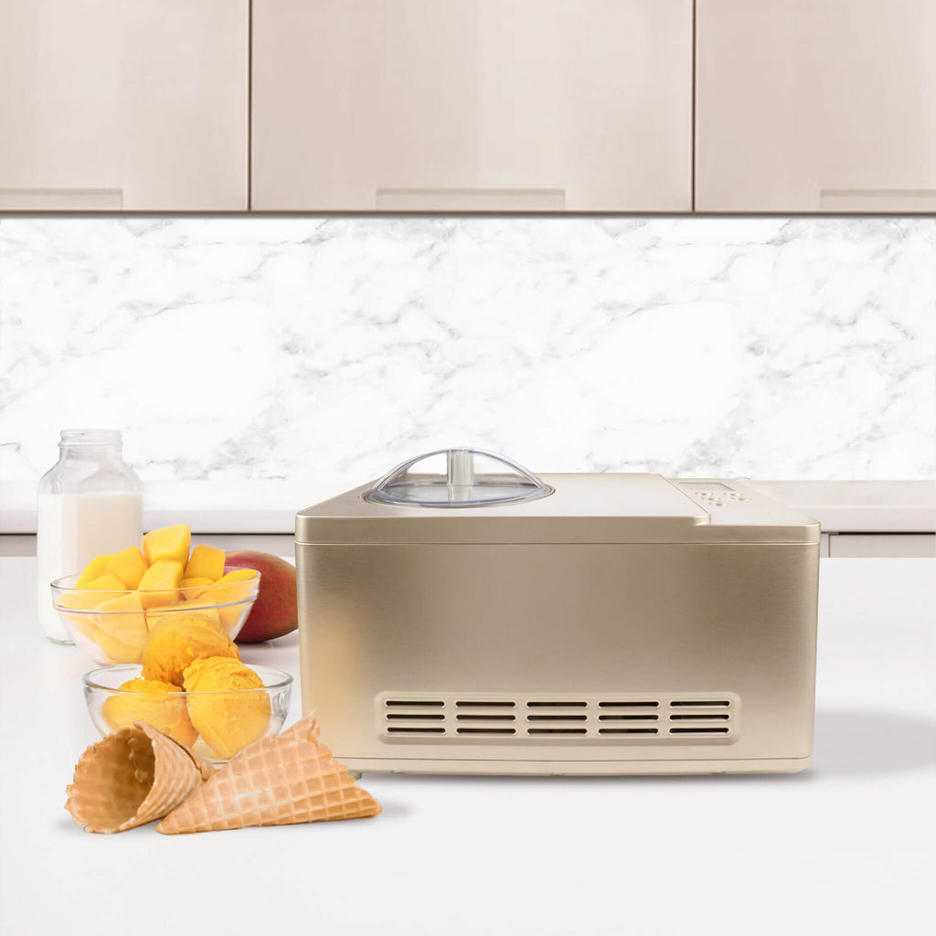Whynter Ice Cream Maker 2 Quart Capacity Stainless Steel Bowl & Yogurt Function in Champagne Gold - ICM-220CGY - Wine Cooler City