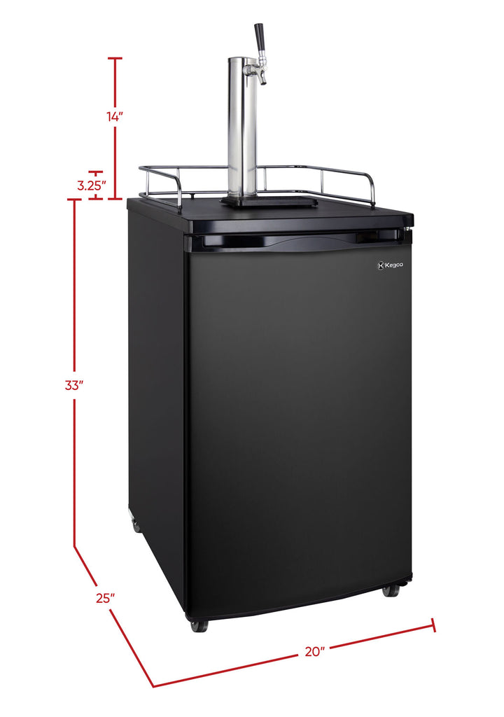 Kegco 20" Wide Kombucha Single Tap Black Kegerator - KOM19B-1NK