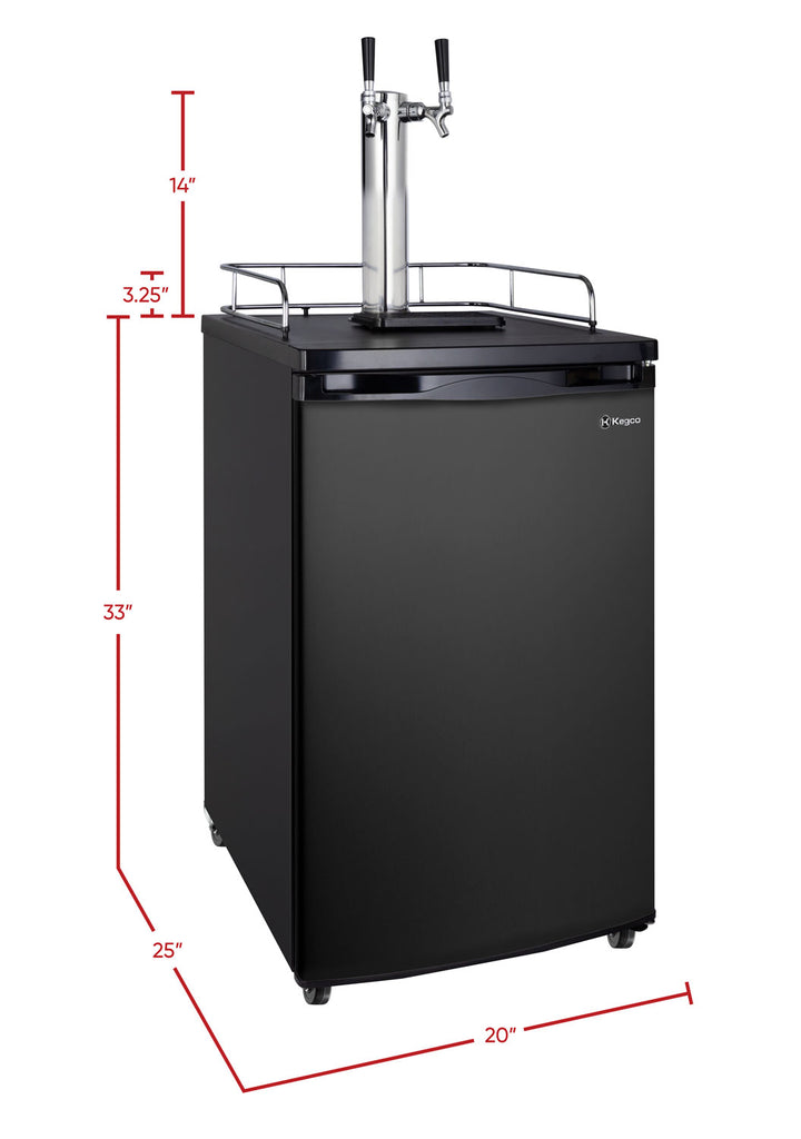 Kegco 20" Wide Homebrew Dual Tap Black Kegerator - HBK199B-2NK - Wine Cooler City