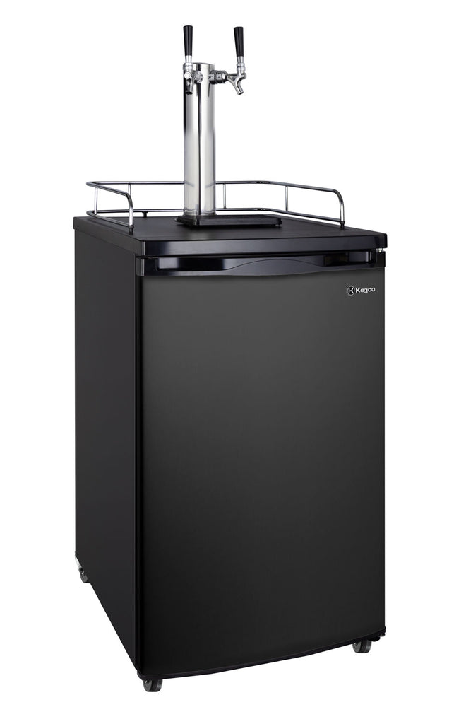 Kegco 20" Wide Homebrew Dual Tap Black Kegerator - HBK199B-2NK - Wine Cooler City