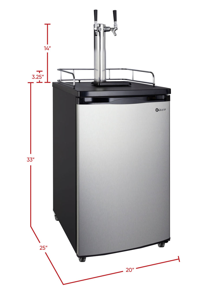 Kegco 20" Wide Cold Brew Coffee Dual Tap Stainless Steel Kegerator - ICK19S-2NK - Wine Cooler City