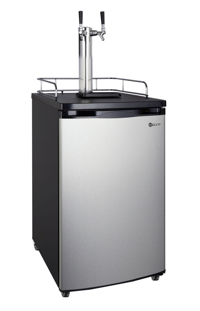 Kegco 20" Wide Cold Brew Coffee Dual Tap Stainless Steel Kegerator - ICK19S-2NK - Wine Cooler City
