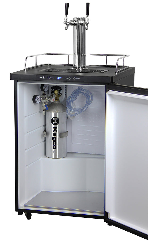 Kegco 24" Wide Homebrew Dual Tap Black Stainless Steel Digital Kegerator - HBK309X-2NK - Wine Cooler City
