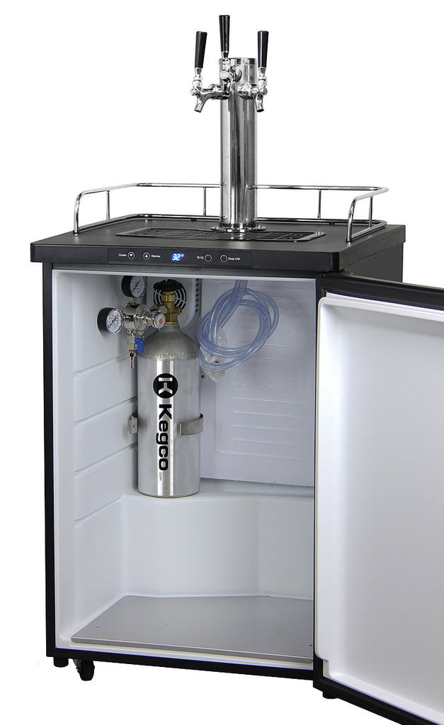 Kegco 24" Wide Triple Tap Black Digital Kegerator - K309B-3NK - Wine Cooler City