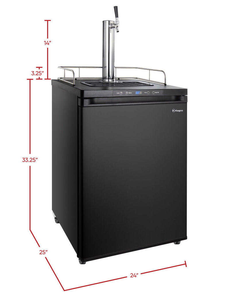 Kegco 24" Wide Single Tap Black Digital Kegerator - K309B-1NK - Wine Cooler City