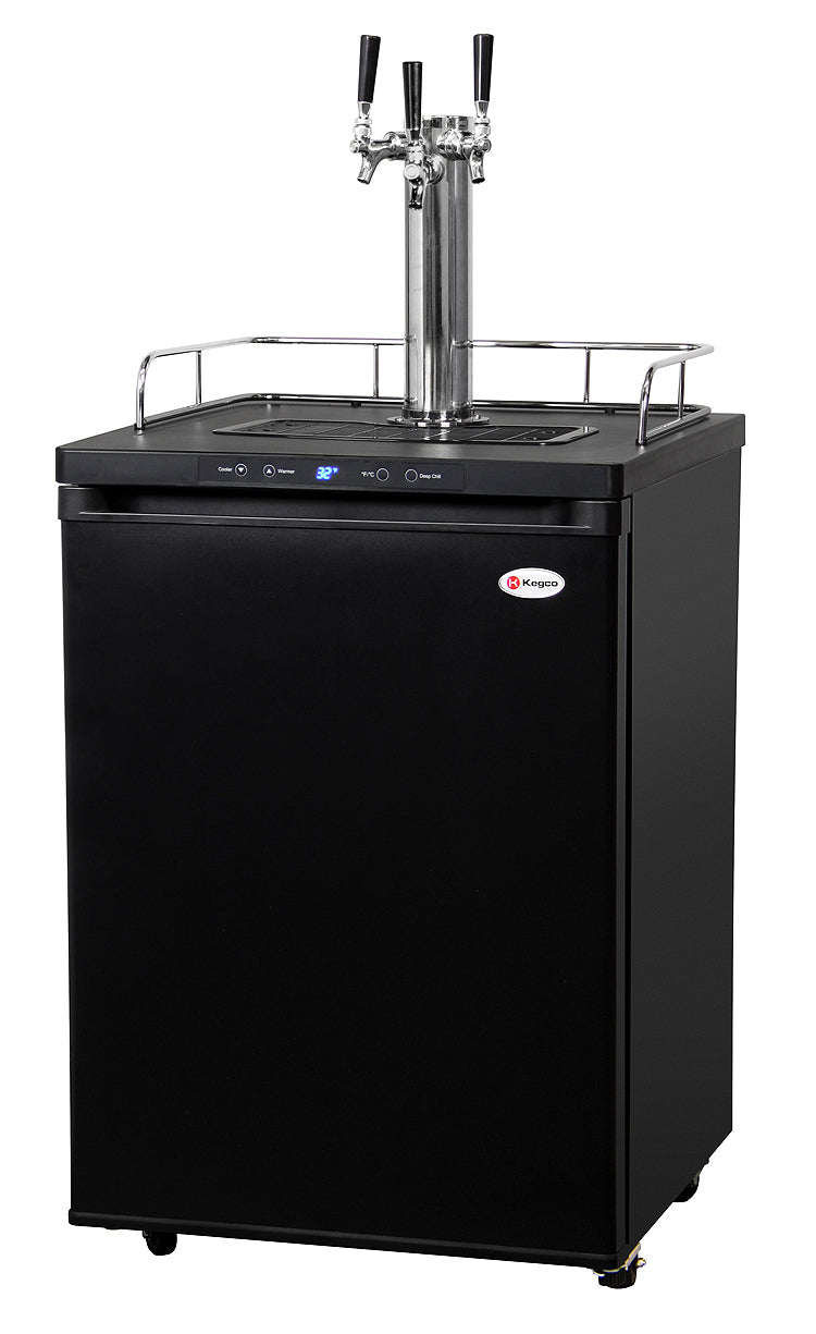 Kegco 24" Wide Homebrew Triple Tap Black Digital Kegerator - HBK309B-3NK - Wine Cooler City