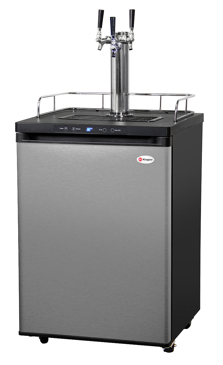 Kegco 24" Wide Homebrew Triple Tap Stainless Steel Digital Kegerator - HBK309S-3NK - Wine Cooler City