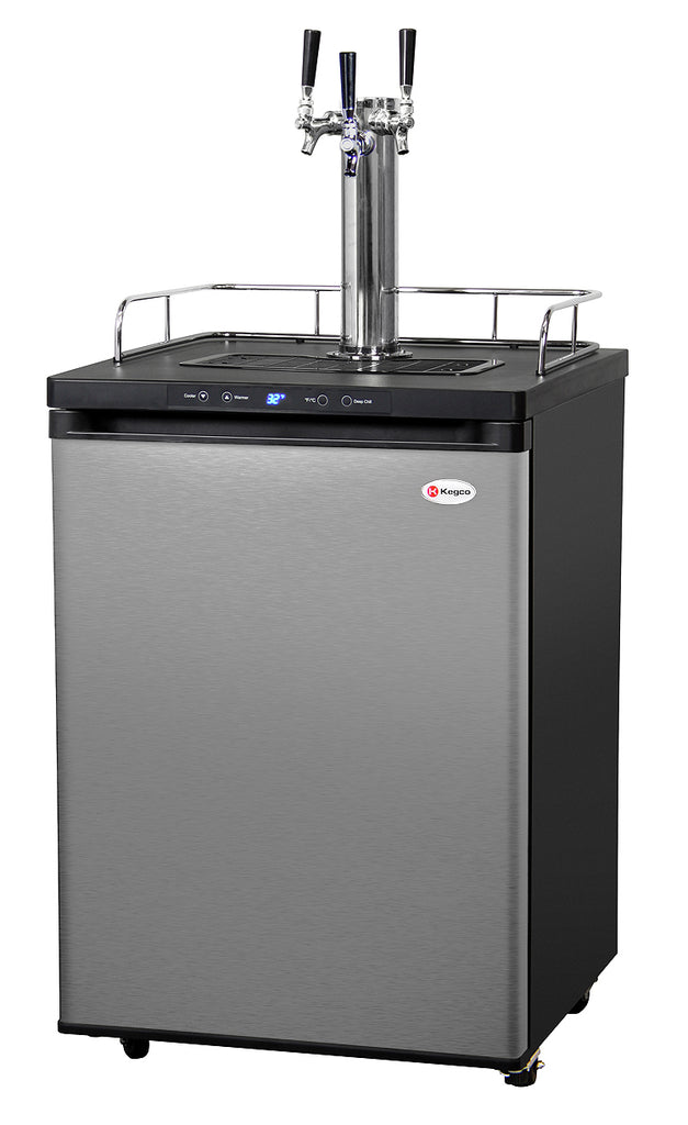 Kegco 24" Wide Triple Tap Stainless Steel Digital Kegerator - K309SS-3NK - Wine Cooler City