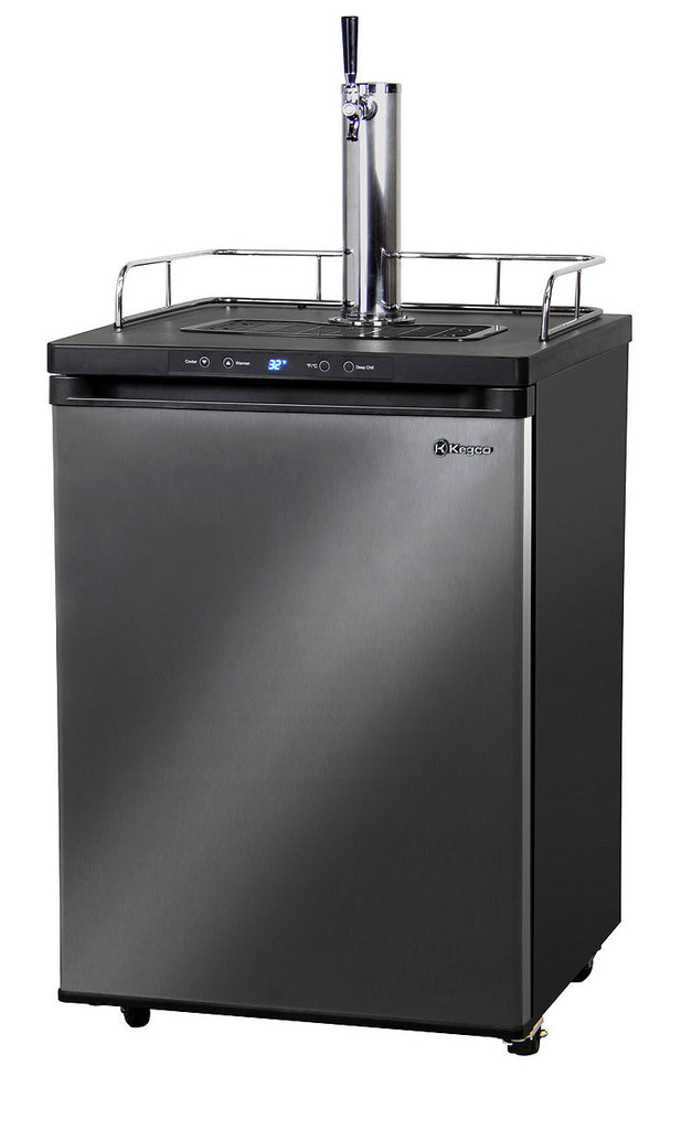 Kegco 24" Wide Homebrew Single Tap Black Stainless Steel Digital Kegerator - HBK309X-1NK - Wine Cooler City