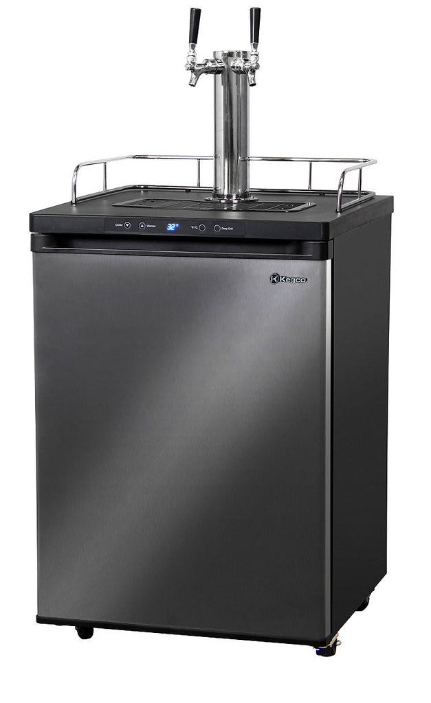 Kegco 24" Wide Homebrew Dual Tap Black Stainless Steel Digital Kegerator - HBK309X-2NK - Wine Cooler City