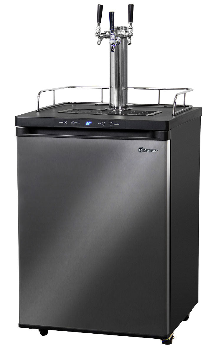 Kegco 24" Wide Homebrew Triple Tap Black Stainless Steel Digital Kegerator - HBK309X-3NK - Wine Cooler City