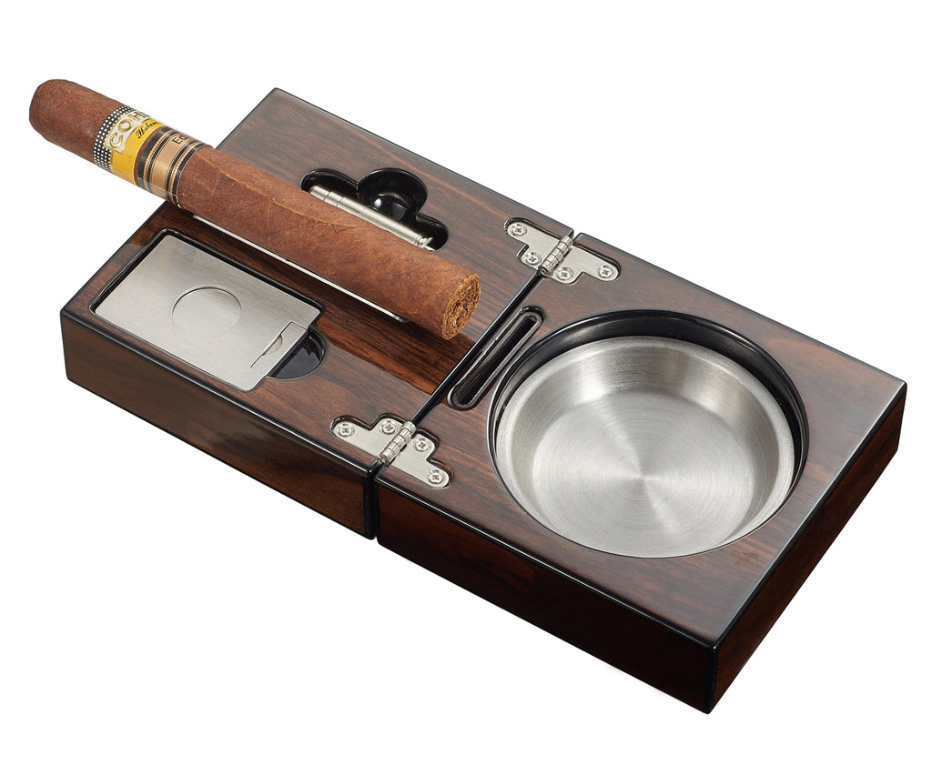 Visol Tamal Polished Walnut Travel Cigar Ashtray Kit - Wine Cooler City