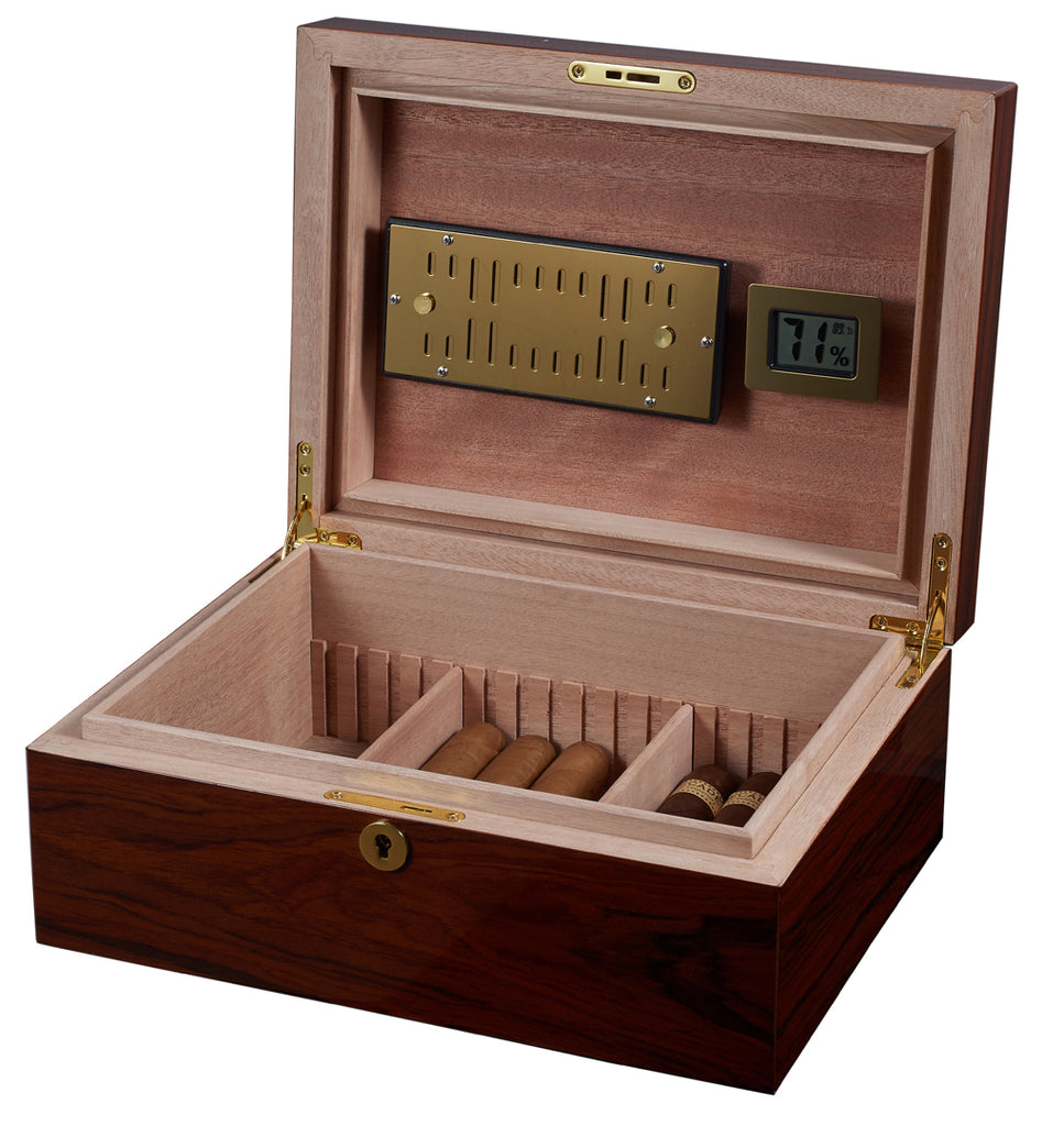 Visol Hagan Polished Oak Wood Locking Humidor - Wine Cooler City