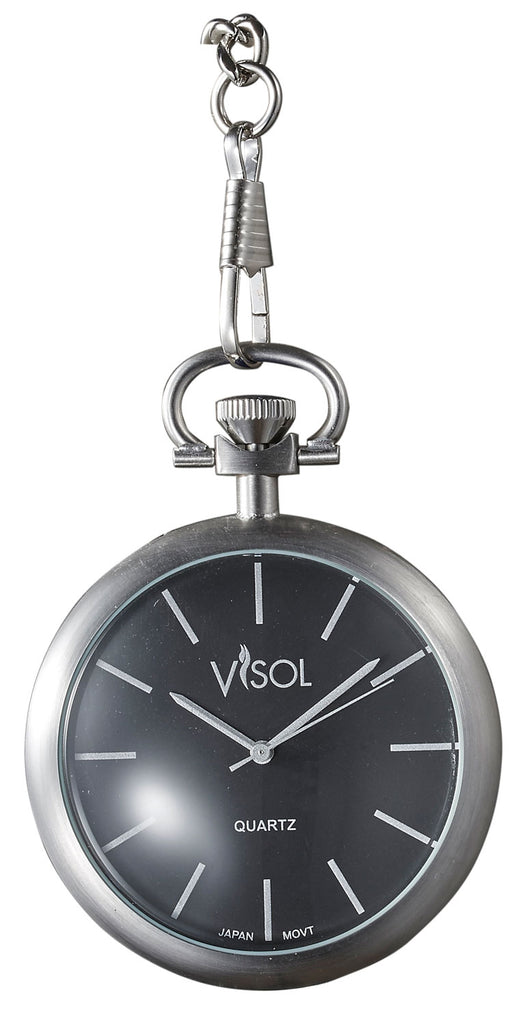 Visol Presley Black Dial Stainless Steel Quartz Pocket Watch - Wine Cooler City