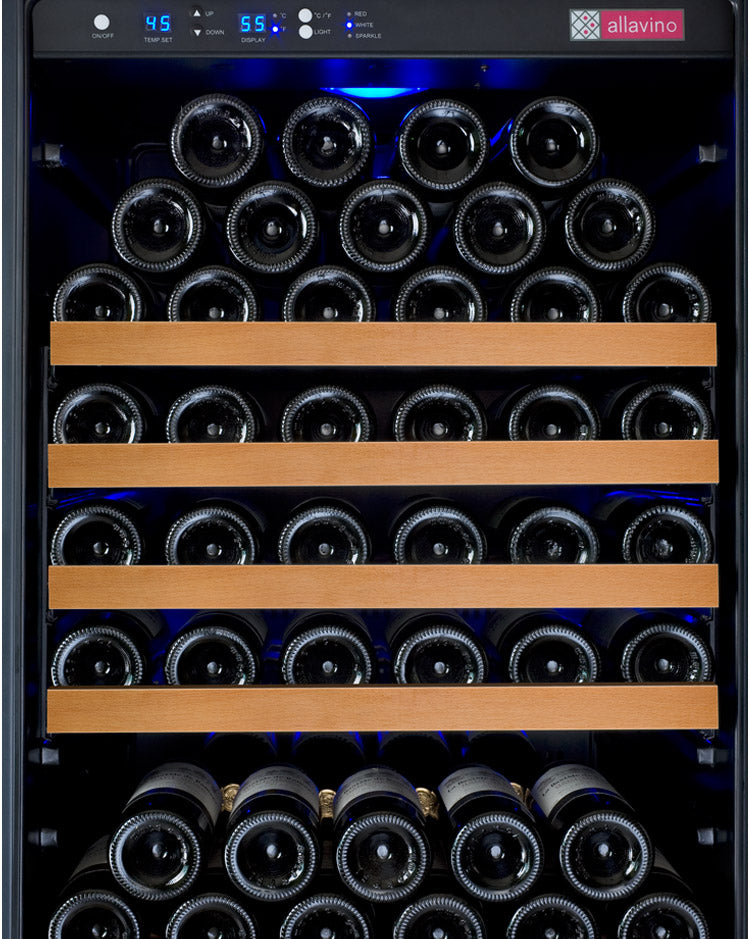 Allavino 24" Wide FlexCount II Tru-Vino 177 Bottle Single Zone Black Right Hinge Wine Refrigerator - VSWR177-1BR20