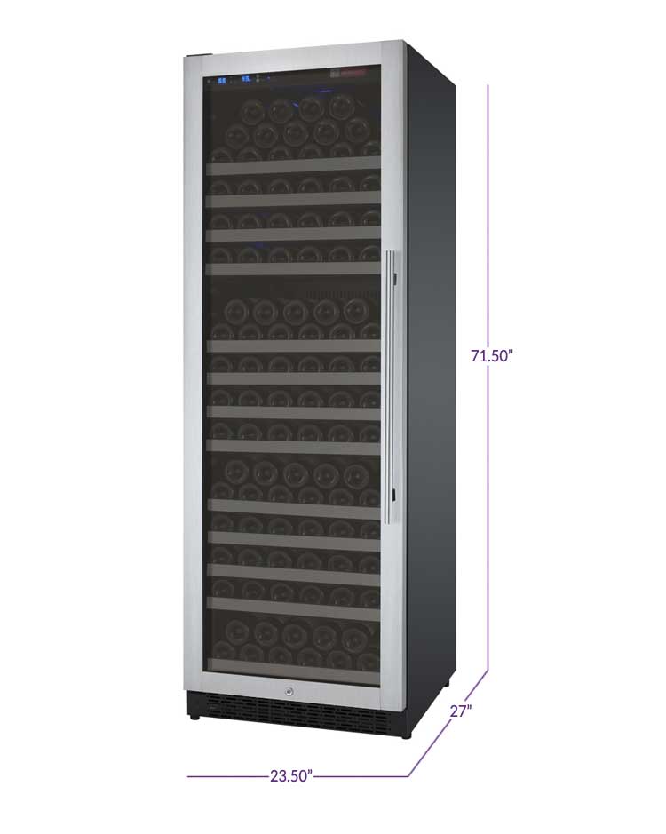 Allavino 24" Wide FlexCount II Tru-Vino 177 Bottle Single Zone Stainless Steel Left Hinge Wine Refrigerator - VSWR177-1SL20 - Wine Cooler City