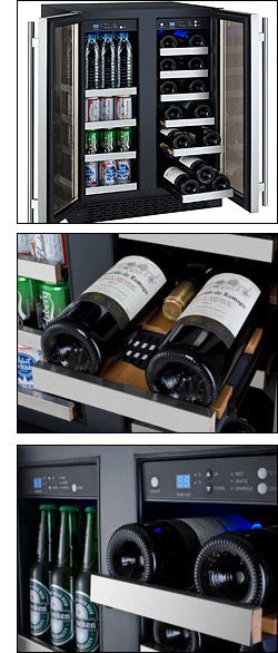 Allavino24" Wide FlexCount II Tru-Vino 18 Bottle/66 Cans Dual Zone Stainless Steel Wine Refrigerator/Beverage Center - VSWB-2SF20