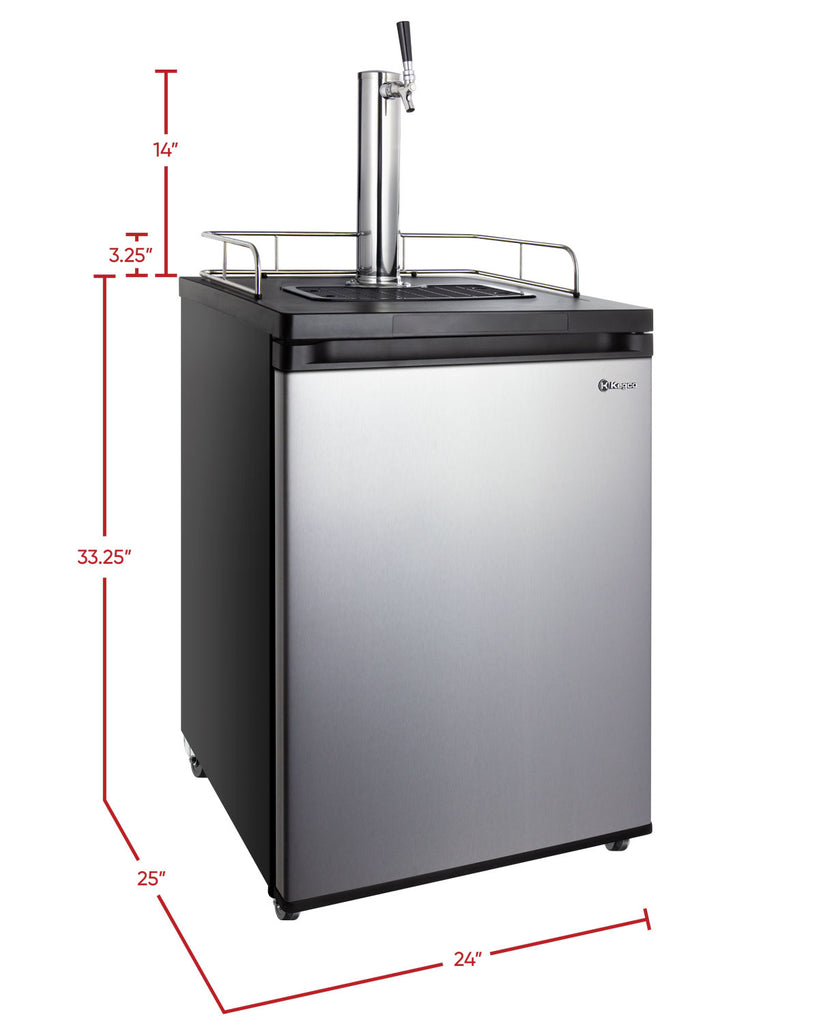 Kegco 24" Wide Kombucha Single Tap Stainless Steel Kegerator - KOM20S-1NK - Wine Cooler City