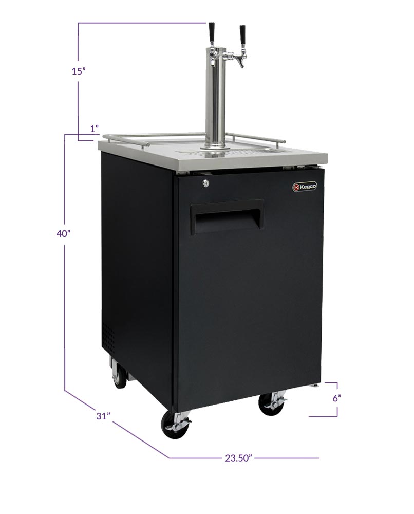Kegco 24" Wide Kombucha Dual Tap Black Commercial Kegerator - KOMC1B-2