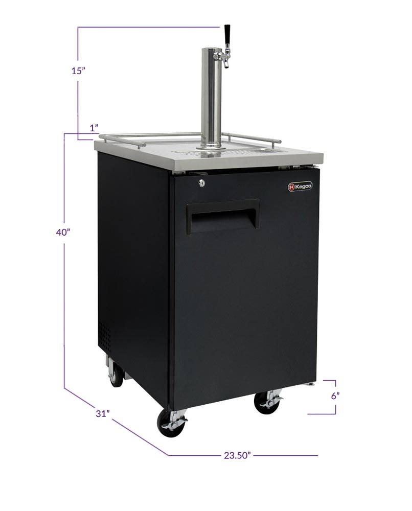 Kegco 24" Wide Cold Brew Coffee Single Tap Black Commercial Kegerator - ICXCK-1B-1