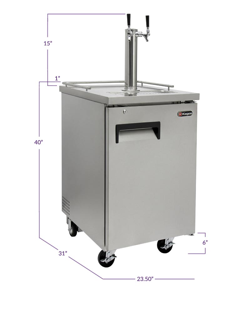 Kegco 24" Wide Kombucha Dual Tap All Stainless Steel Commercial Kegerator - KOMC1S-2