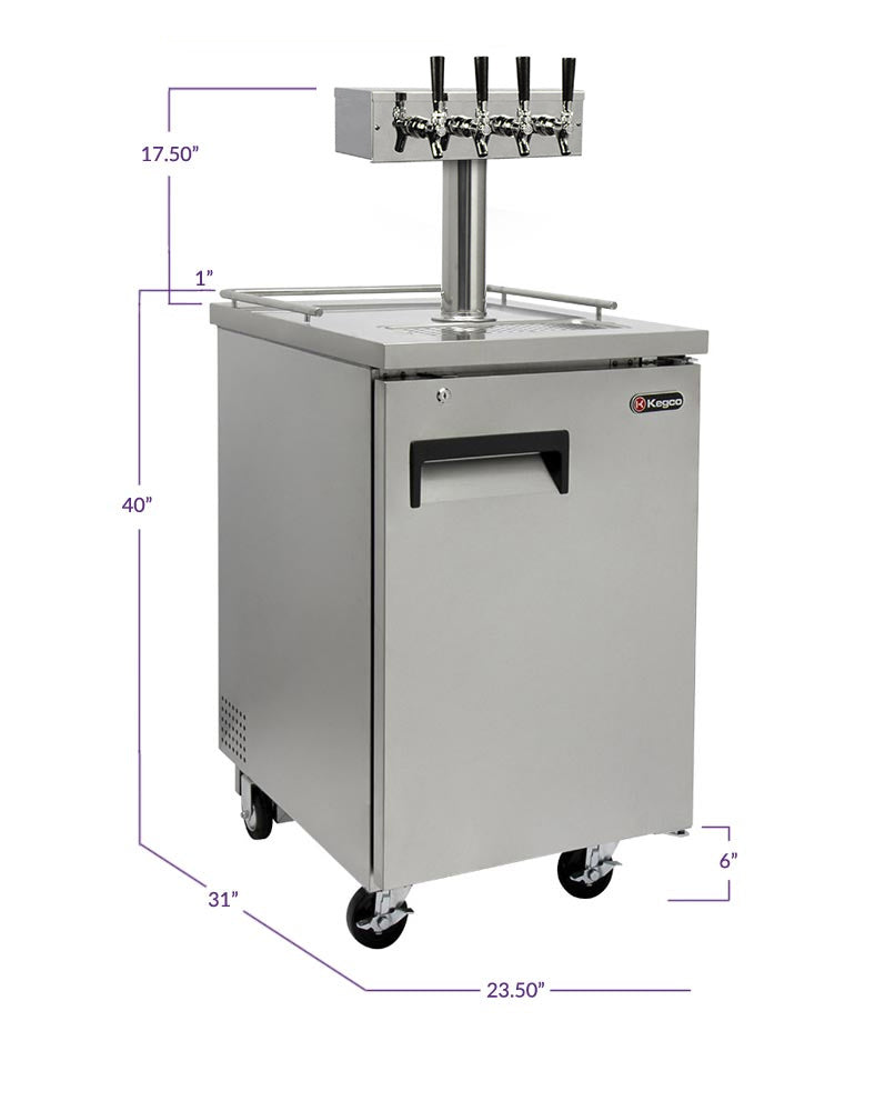 Kegco 24" Wide Four Tap All Stainless Steel Commercial Kegerator - XCK-1S-4