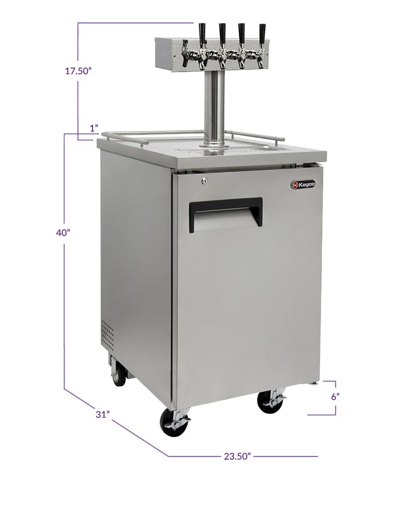 Kegco 24" Wide Homebrew Four Tap All Stainless Steel Commercial Kegerator - HBK1XS-4