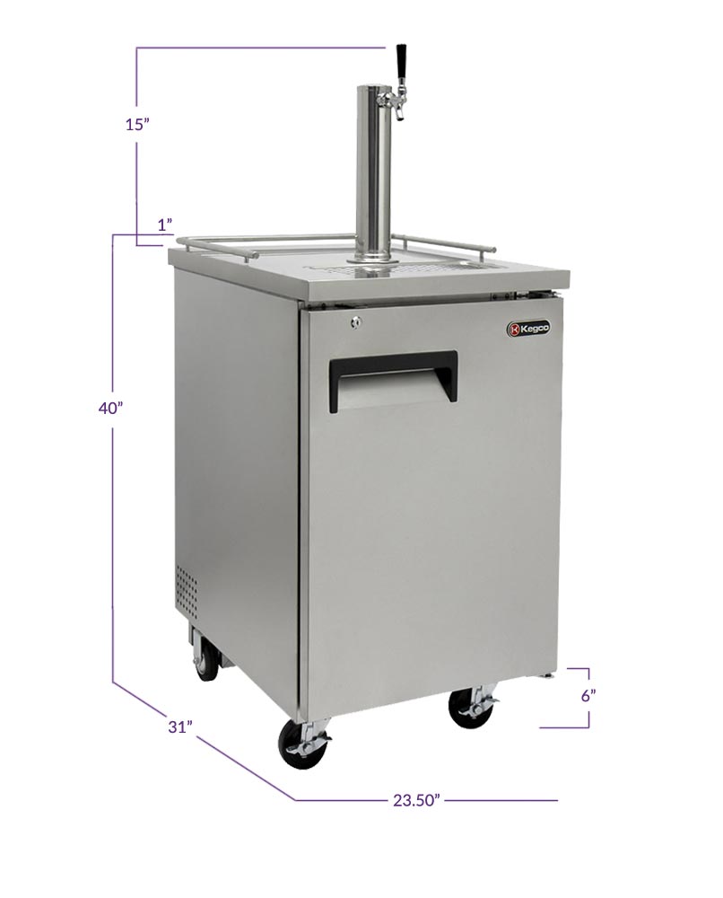 Kegco 24" Wide Kombucha Single Tap All Stainless Steel Commercial Kegerator - KOMC1S-1