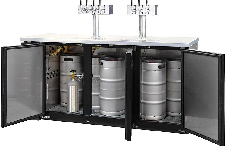 Kegco 72" Wide Triple Tap Black Commercial Kegerator Model: XCK-2472B - Wine Cooler City
