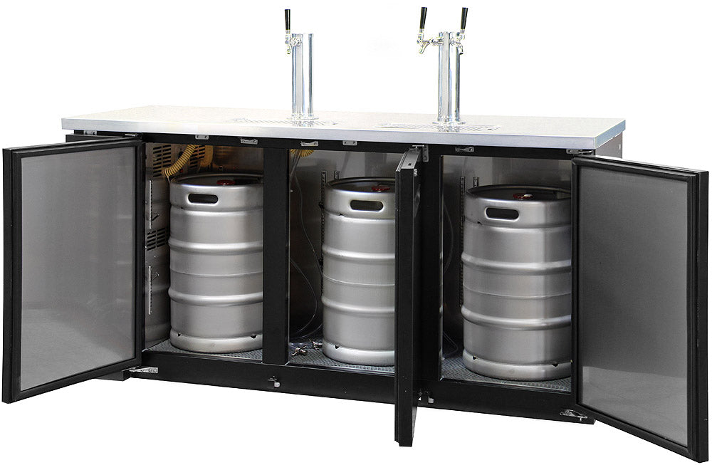 Kegco 72" Wide Triple Tap Black Commercial Kegerator Model: XCK-2472B - Wine Cooler City