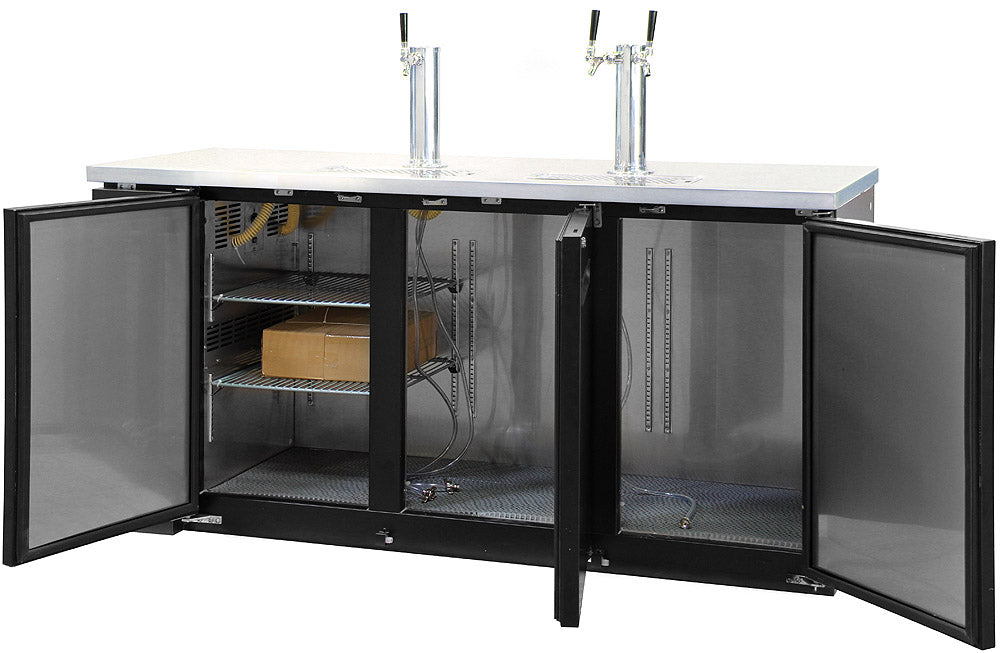 Kegco 72" Wide Triple Tap Black Commercial Kegerator Model: XCK-2472B - Wine Cooler City