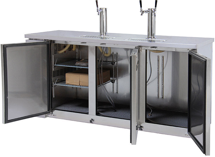 Kegco 72" Wide Triple Tap Stainless Steel Commercial Kegerator Model: XCK-2472S