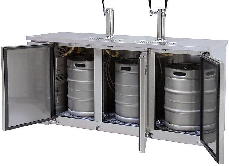 Kegco 72" Wide Triple Tap Stainless Steel Commercial Kegerator Model: XCK-2472S