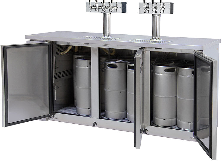 Kegco 72" Wide Triple Tap Stainless Steel Commercial Kegerator Model: XCK-2472S