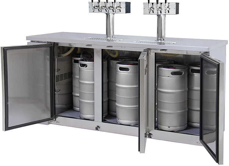 Kegco 72" Wide Triple Tap Stainless Steel Commercial Kegerator Model: XCK-2472S