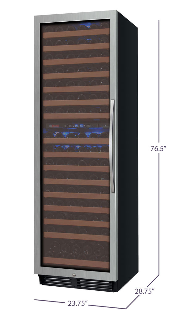 Allavino 24" Wide FlexCount II Tru-Vino 172 Bottle Dual Zone Stainless Steel Left Hinge Wine Refrigerator - YHWR172-2SL20