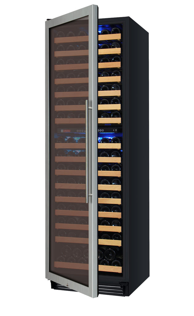 Allavino 24" Wide FlexCount II Tru-Vino 172 Bottle Dual Zone Stainless Steel Left Hinge Wine Refrigerator - YHWR172-2SL20