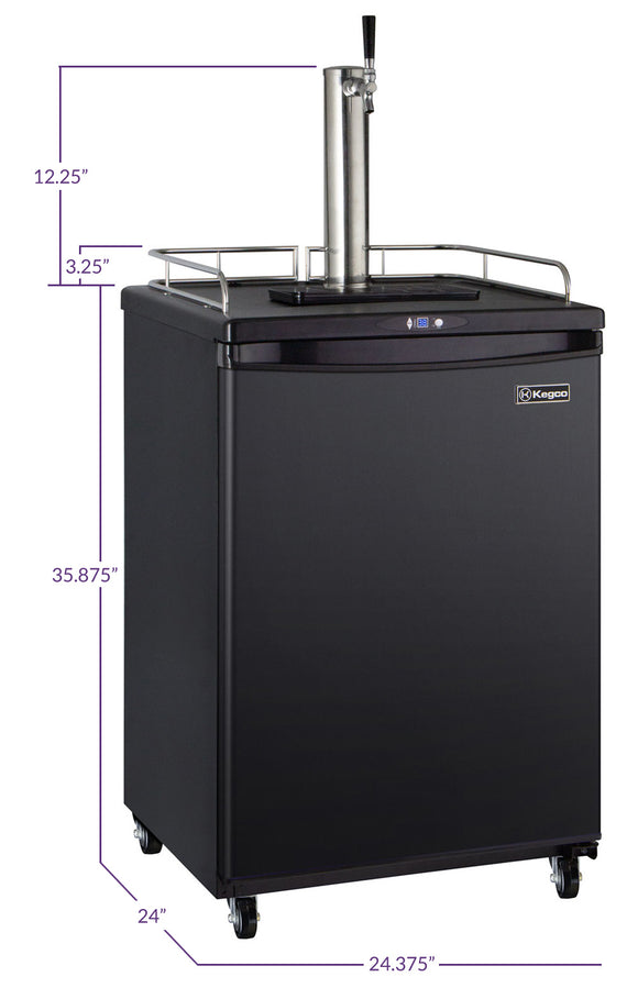 Kegco 24" Wide Single Tap Black Commercial/Residential Kegerator - Z163B-1NK