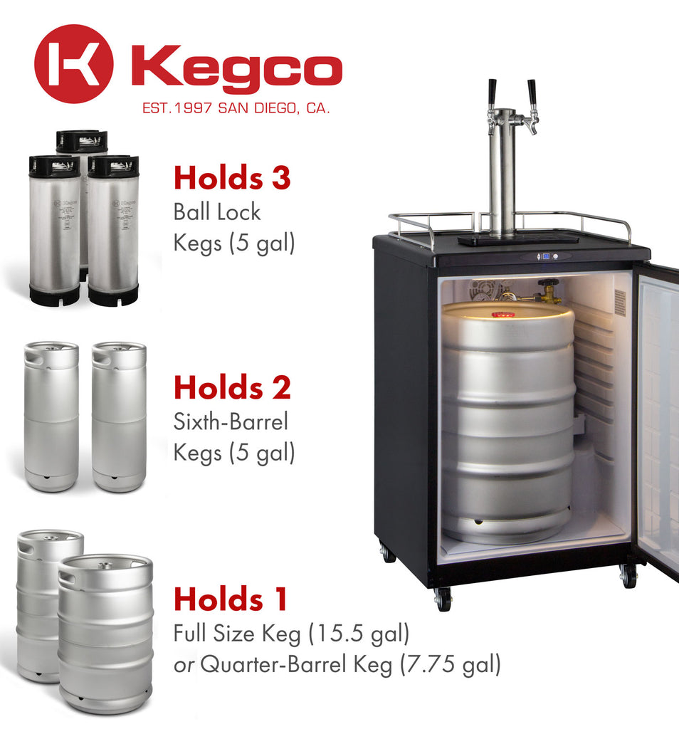 Kegco 24" Wide Dual Tap Black Commercial/Residential Digital Kegerator - Z163B-2NK