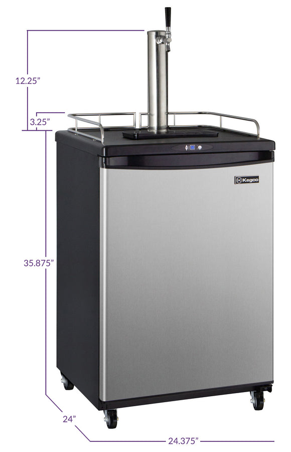 Kegco 24" Wide Homebrew Single Tap Stainless Steel Commercial/Residential Kegerator - HBK163S-1NK