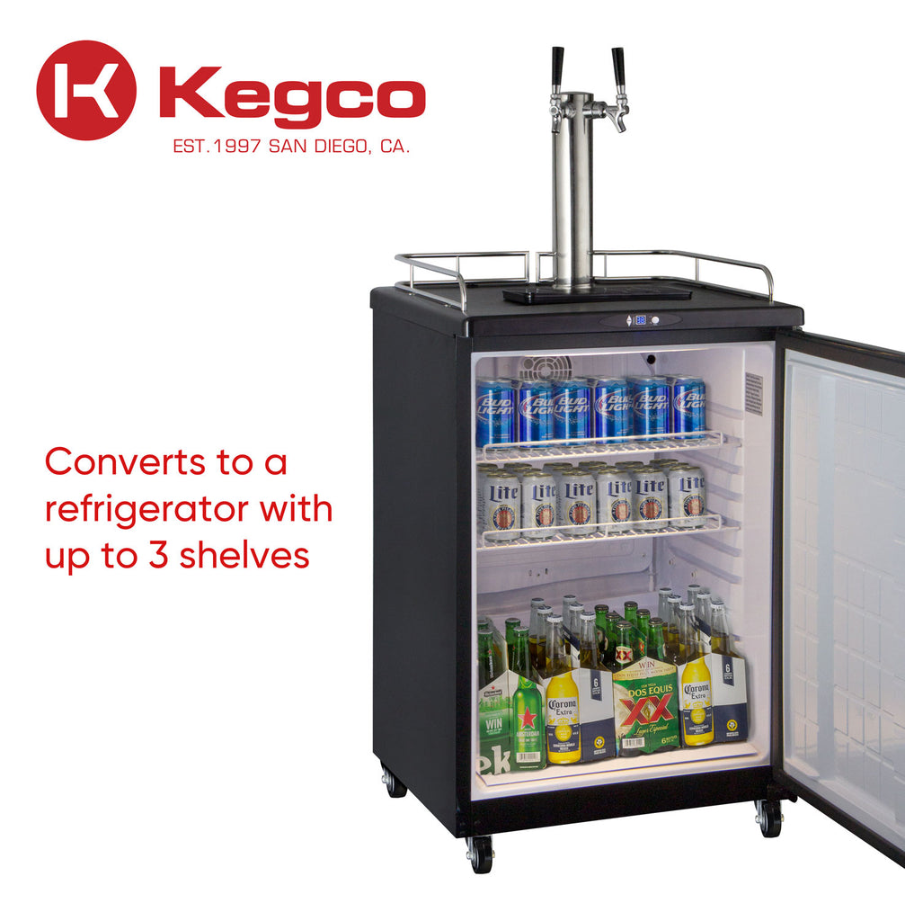 Kegco 24" Wide Dual Tap Stainless Steel Commercial/Residential Digital Kegerator - Z163S-2NK