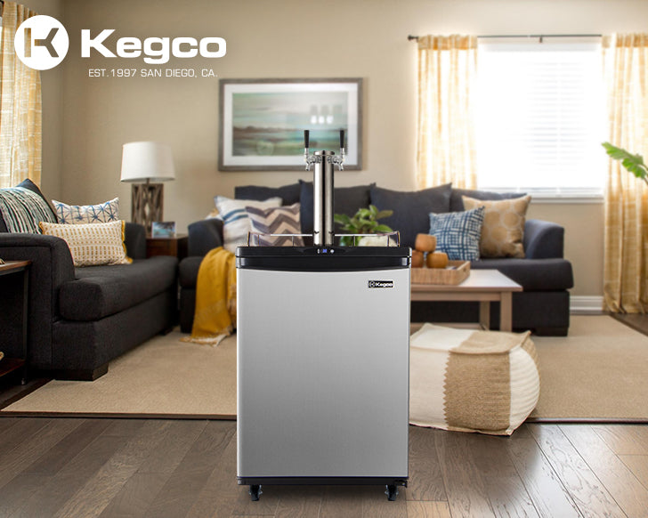 Kegco 24" Wide Dual Tap Stainless Steel Commercial/Residential Digital Kegerator - Z163S-2NK