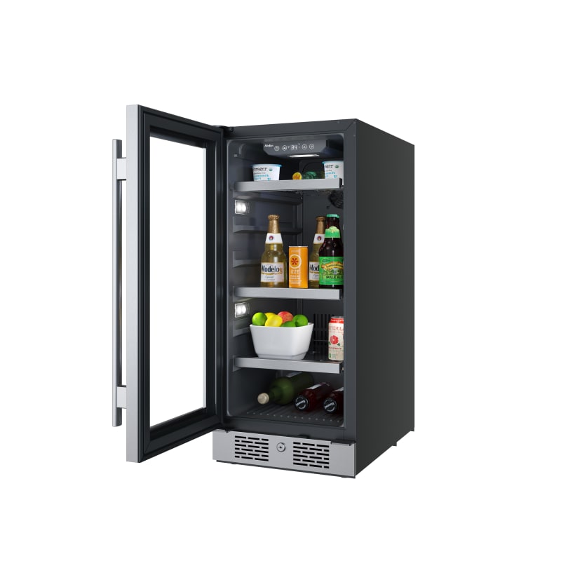 Avallon 15 Inch Wide 86 Can Beverage Center with LED Lighting - ABR151BLSS
