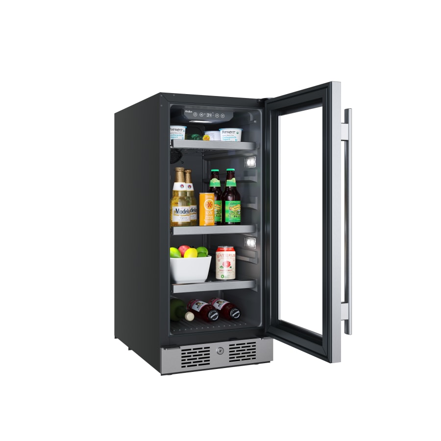 Avallon 15 Inch Wide 86 Can Beverage Center with LED Lighting - ABR152SGRH