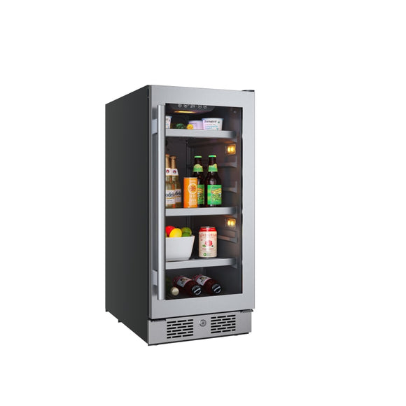 Avallon 15 Inch Wide 86 Can Beverage Center with LED Lighting - ABR152SGRH