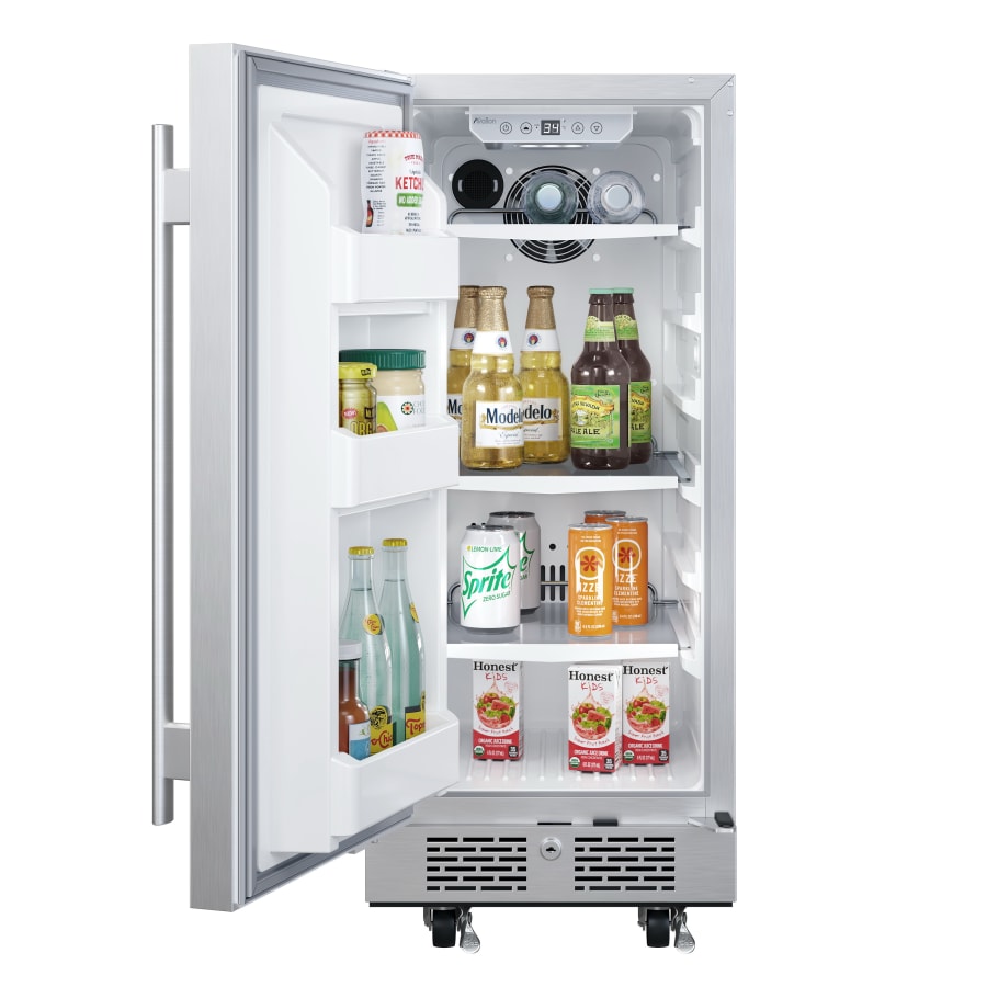 Avallon 15 Inch Wide 3.3 Cu. Ft. Outdoor Compact Refrigerator with LED Lighting and Left Swing Door Model:AFR152SSODLH