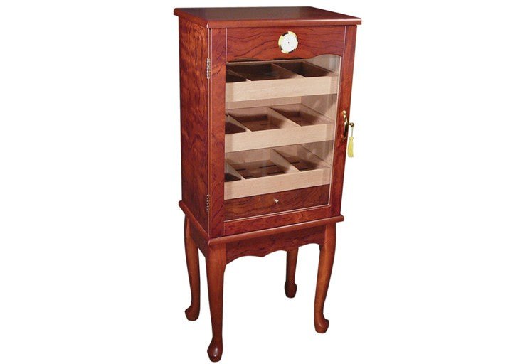 Prestige Import Group Belmont Free Standing Large Cigar Humidor with Glass Door on Legs - Up to 600 Capacity - Color: Bronze Mahogany