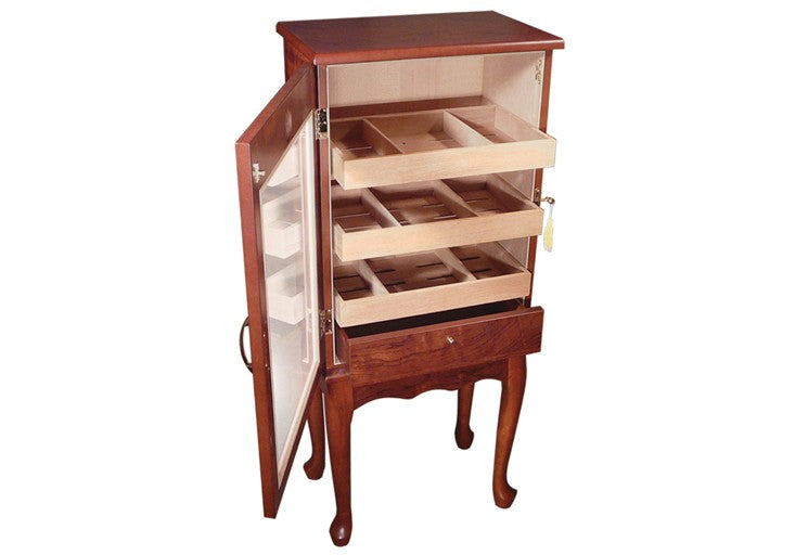 Prestige Import Group Belmont Free Standing Large Cigar Humidor with Glass Door on Legs - Up to 600 Capacity - Color: Bronze Mahogany