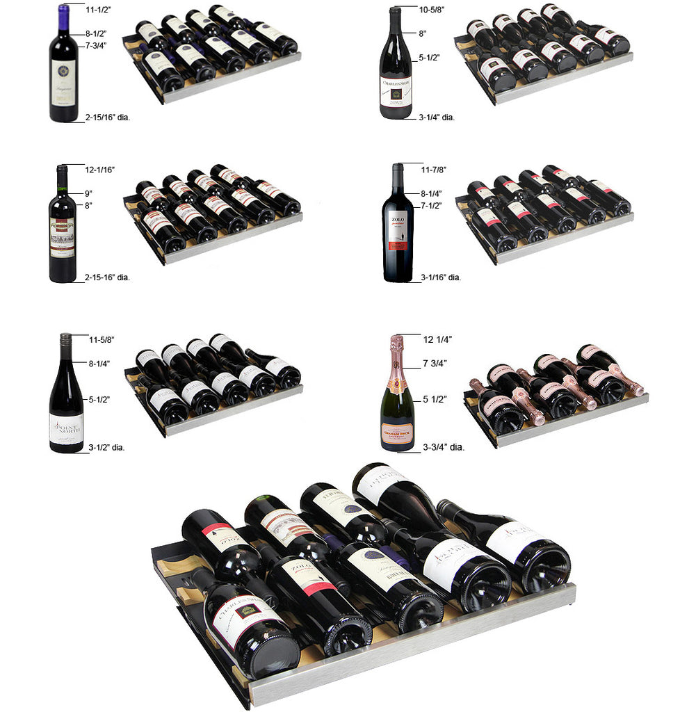 Allavino 24" Wide FlexCount II Tru-Vino 177 Bottle Single Zone Black Right Hinge Wine Refrigerator - VSWR177-1BR20