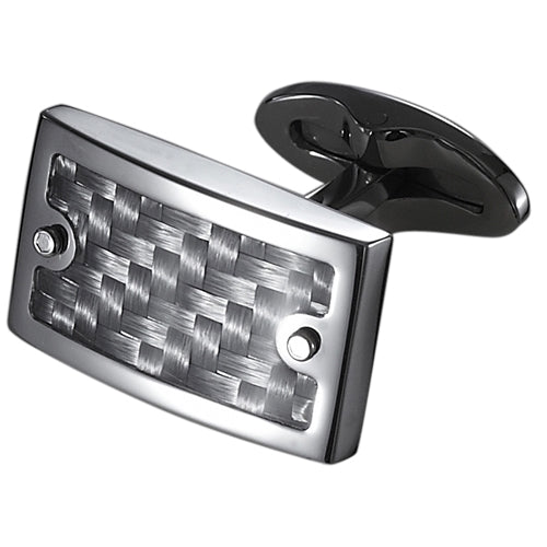 Caseti Om Silver Carbon Fiber Cuff Links - Wine Cooler City